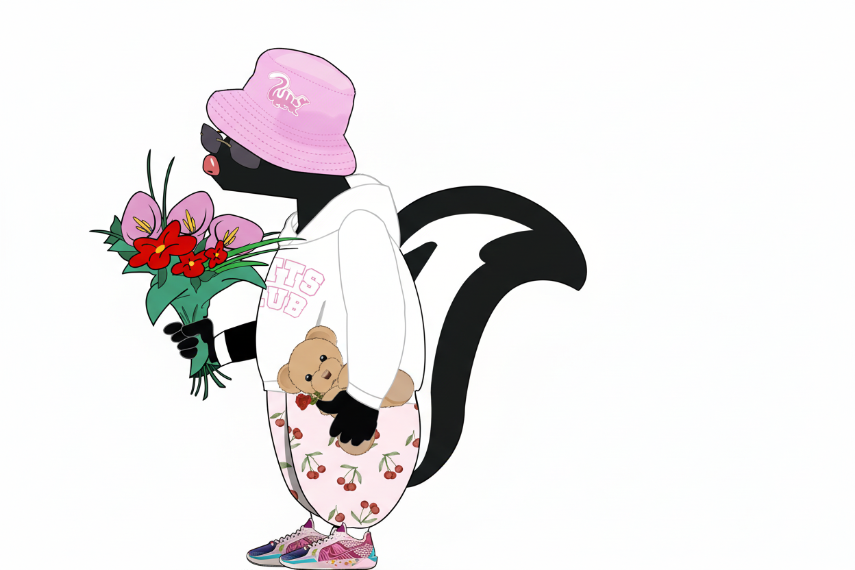 Valentine Skunk white background